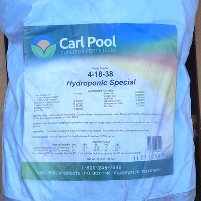 Carl Pool Hydroponic Special 4-18-38 Water Soluble Fertilizer